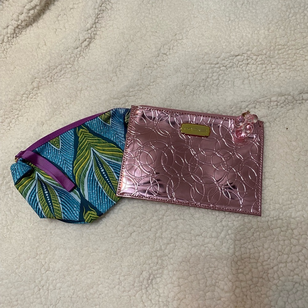 Pink Mac and Blue Multicolored Women's cosmetic bags set of 2